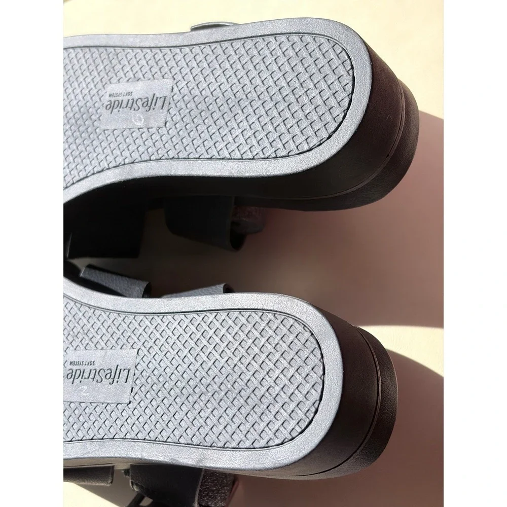 LifeStride‎ Womens Black Getaway Crisscross Buckle Platform Sandals 7.5